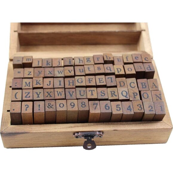70pcs/set Wooden Box multipurpose Number Alphabet Letter Wood Rubber Stamp New - Picture 4 of 6